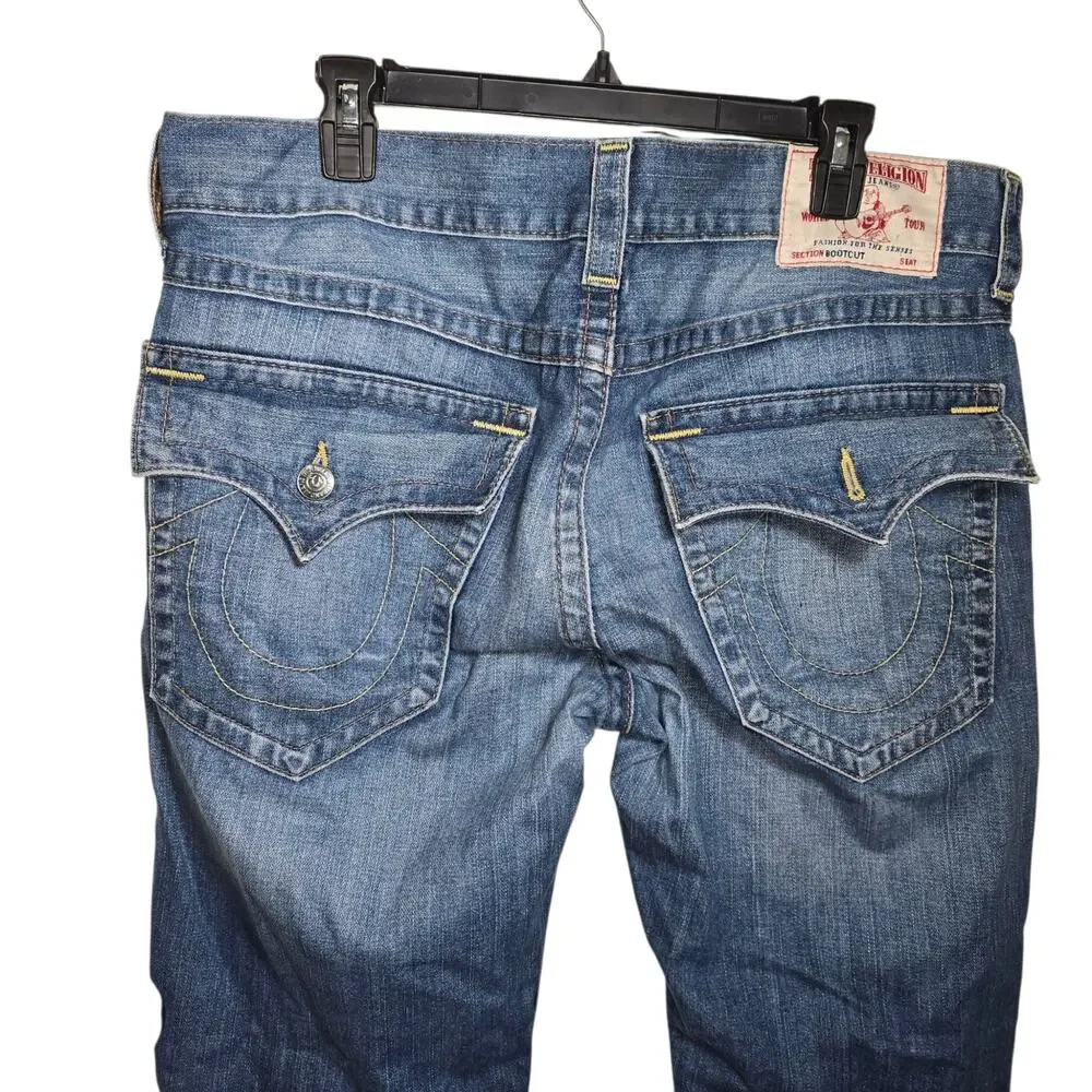 Vintage True Religion Men’s Bootcut Flap Denim Jeans 100% Cotton USA 36x32